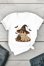 Load image into Gallery viewer, Halloween Trick or Treat Ghost Unisex Round Neck Tee: Heather Grey / S / Graphic T-Shirt
