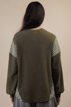 Load image into Gallery viewer, Oversized Mixed Media Western Graphic Knit Top: TAUPE
