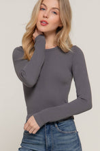 Load image into Gallery viewer, Long Sleeve Crew Neck Rib Seamless Top: BRN-brown / M/L
