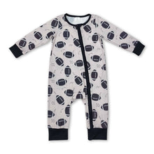 Load image into Gallery viewer, Long sleeves football baby kids bamboo zipper romper
