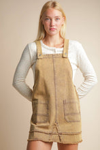 Load image into Gallery viewer, Washed Denim Overall Mini Dress: BLACK
