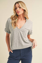 Load image into Gallery viewer, Zoie V-Neck Short Sleeve Top: Oat / Contemporary
