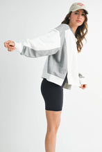 Load image into Gallery viewer, Colorblock Terry Pullover Sweatshirt: White Heather Gray / Contemporary
