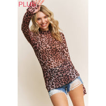 Load image into Gallery viewer, PLUS CHIC ANIMAL PRINT MESH HIGH NECK DESIGN LONG SLEEVE FIT: Brown Multi

