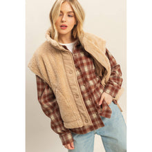 Load image into Gallery viewer, Cozy Sherpa Vest Jacket with Tie-Up Side Details: BROWN
