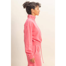 Load image into Gallery viewer, Half-Zip Burnout French Terry Pullover: TAFFY PINK
