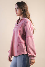 Load image into Gallery viewer, Mineral Washed Oversized French Terry Knit Top: MOCHA
