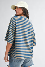 Load image into Gallery viewer, Oversized Stripe Boyfriend Tee: Tan / Contemporary

