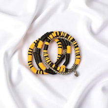 Load image into Gallery viewer, Black and Gold Game Day Bracelet Stack: Football
