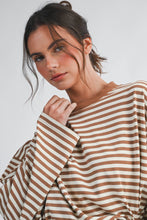 Load image into Gallery viewer, Oversized Stripe Long Sleeve Top: Chocolate / Contemporary
