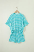 Load image into Gallery viewer, PRETTY BASH Stripe Corded Knit Tee &amp; Short Set: Sky Blue Stripe / XL
