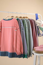 Load image into Gallery viewer, NT11927-Stripe Comfy Casual Oversized Knit Top: RED/CREAM / S-M-L/2-2-2
