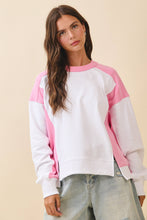 Load image into Gallery viewer, Colorblock Terry Pullover Sweatshirt: White Heather Gray / Contemporary
