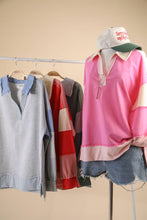 Load image into Gallery viewer, Color Block Solid &amp; Stripe Casual Knit Top: SAGE
