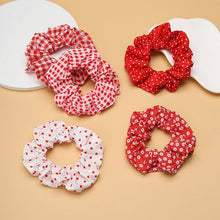 Load image into Gallery viewer, Polka Dot Gingham Checker Floral Scrunchie | RED (One will be chosen at random)
