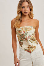 Load image into Gallery viewer, PAISLEY SATIN BANDANA TUBE TOP: VANILLA
