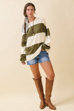 Load image into Gallery viewer, Contrast Panel Long Sleeve Slouchy Top: Pineapple Navy / Contemporary
