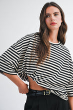 Load image into Gallery viewer, Oversized Stripe Boyfriend Tee: Tan / Contemporary
