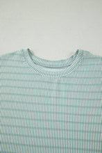 Load image into Gallery viewer, PRETTY BASH Stripe Corded Knit Tee &amp; Short Set: Sky Blue Stripe / XL
