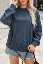 Load image into Gallery viewer, Solid Color Drop Shoulder Crew Neck Pullover Sweatshirt: Blue
