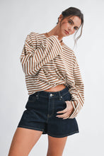 Load image into Gallery viewer, Oversized Stripe Long Sleeve Top: Chocolate / Contemporary
