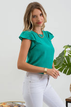 Load image into Gallery viewer, TULIP SLEEVE BACK BUTTON BLOUSE: KELLY GREEN
