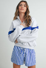 Load image into Gallery viewer, Two-Toned Half Zip Collar Sweatshirt: GREY / GREEN
