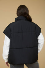 Load image into Gallery viewer, PLUS OVERSIZED SNAP BUTTON PUFFER VEST : DARK BROWN

