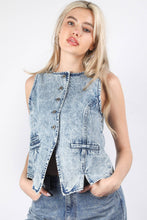 Load image into Gallery viewer, Acid Washed Denim Causal Vest: INDIGO
