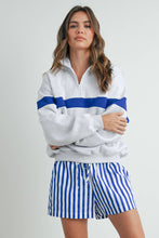 Load image into Gallery viewer, Two-Toned Half Zip Collar Sweatshirt: GREY / GREEN
