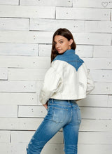 Load image into Gallery viewer, Denim &amp; White Oversized Crop Denim Jacket SKUIMDWCDJ
