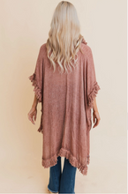 Load image into Gallery viewer, Sunbleached Roseclay Fringe Kimono One Size
