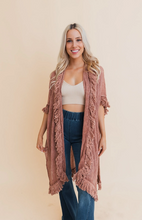 Load image into Gallery viewer, Sunbleached Roseclay Fringe Kimono One Size
