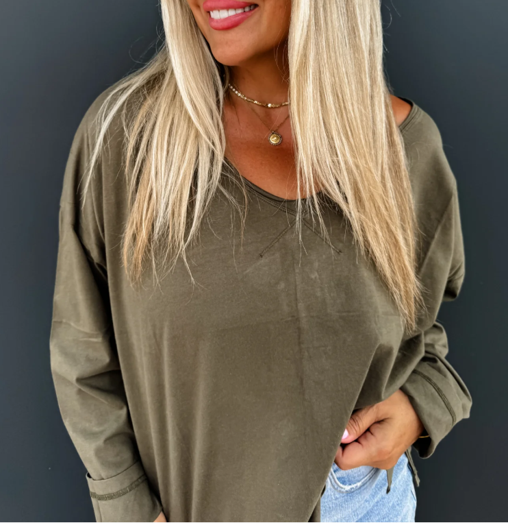 Olive Long Sleeve Top