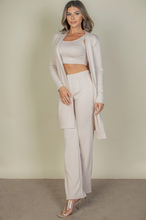 Load image into Gallery viewer, Set in stone 3 piece set: cardigan, crop tank, &amp; pants set

