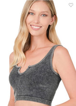 Load image into Gallery viewer, Washed Ribbed Cropped Keyhole Cutout Cropped Tank Top SKUZBWRC
