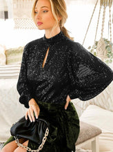 Load image into Gallery viewer, Black Sequin Top SKUVLBST
