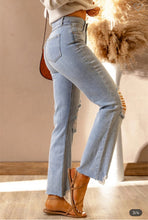 Load image into Gallery viewer, Light Wash Ripped High Waist Straight Leg Jeans
